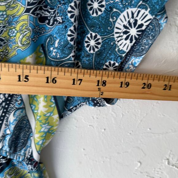 Christopher & Banks Y2K Size Medium Blue Artsy Hippie Above Knee Dress - Picture 7 of 9